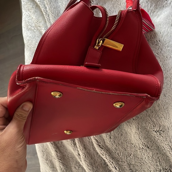 Medium Classic YSL Cabas bag RED w/ twilly scarf - Picture 13 of 16